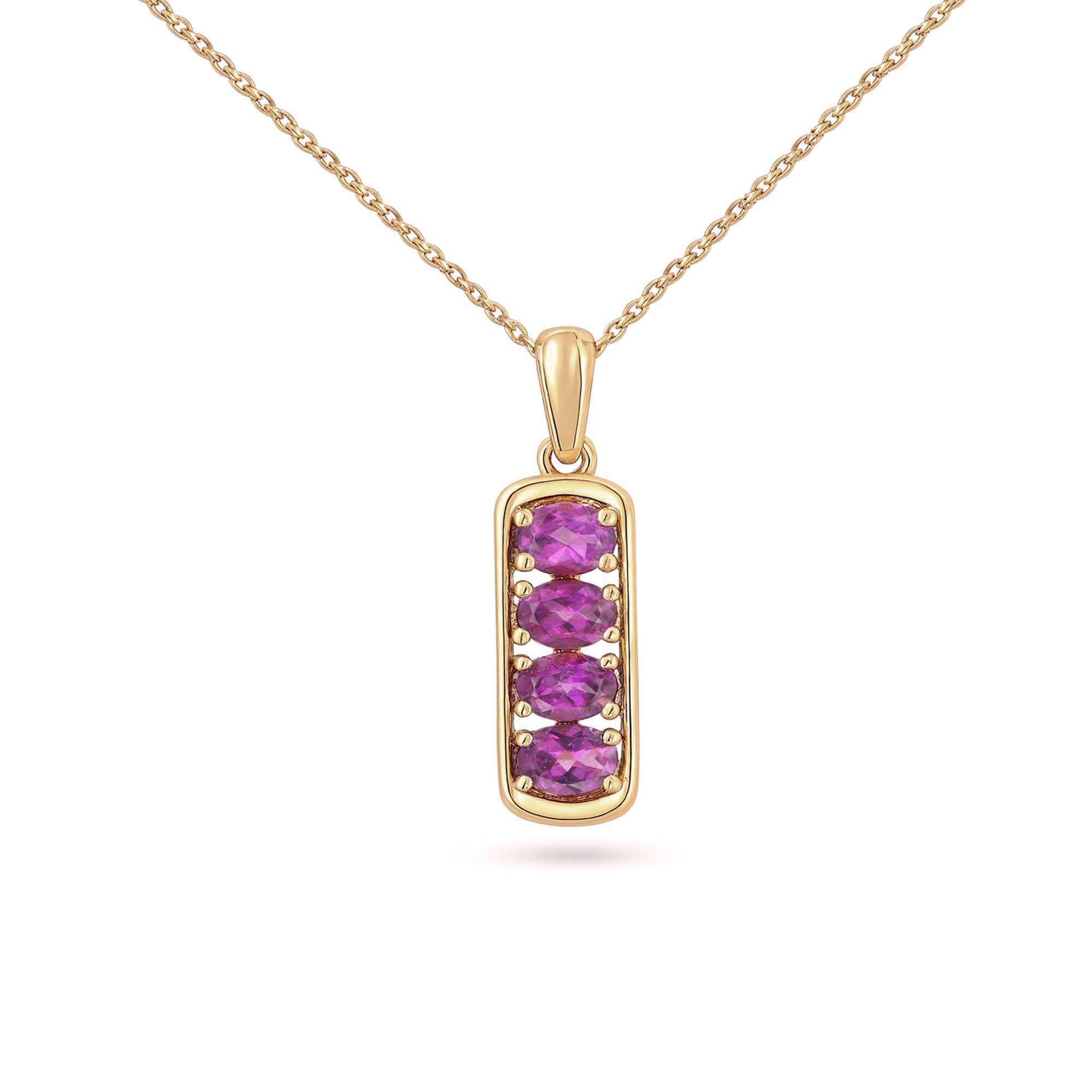 Rhodolite Garnet Oval Pendant with Prong Setting