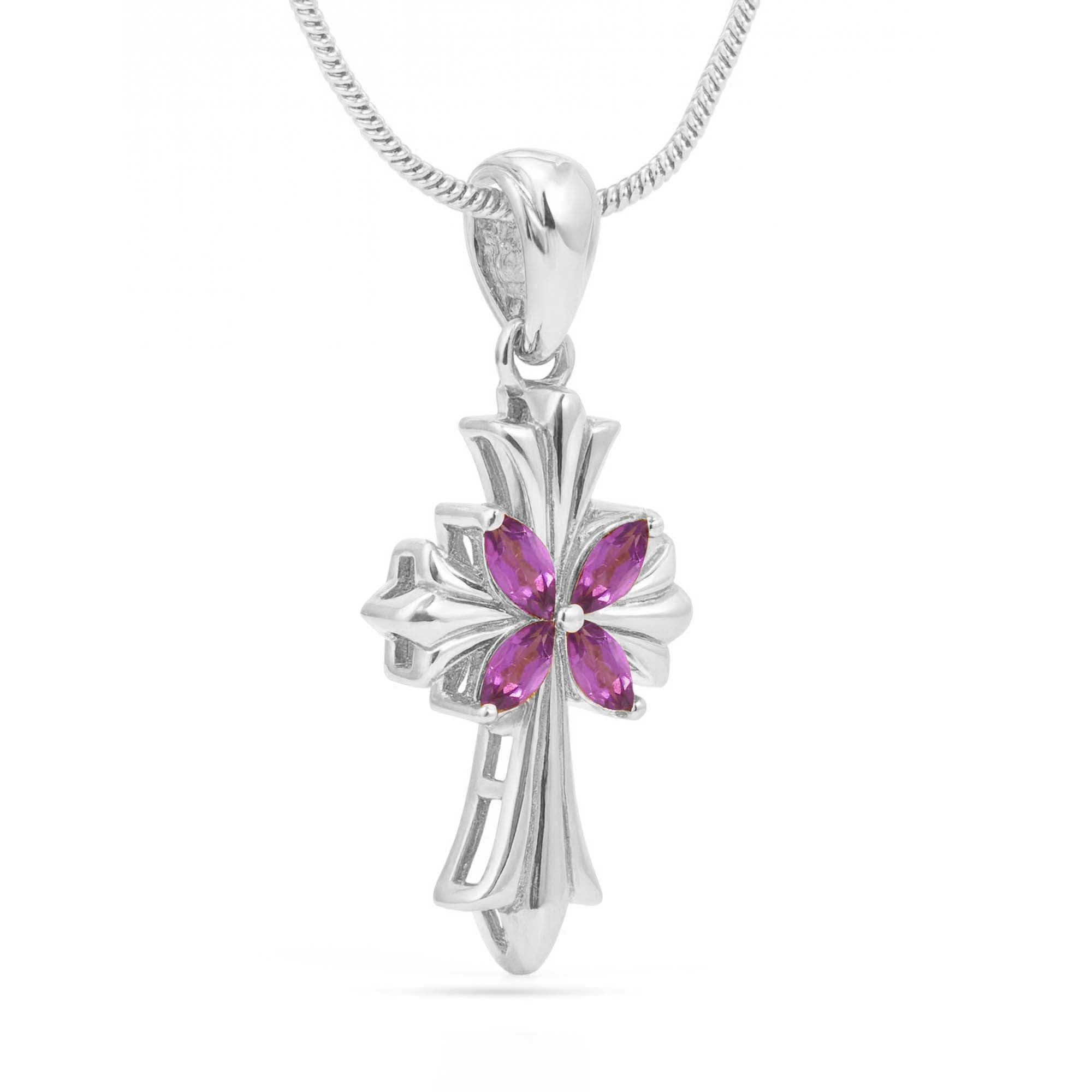 Rhodolite Garnet Marquise Pendant with Prong Setting