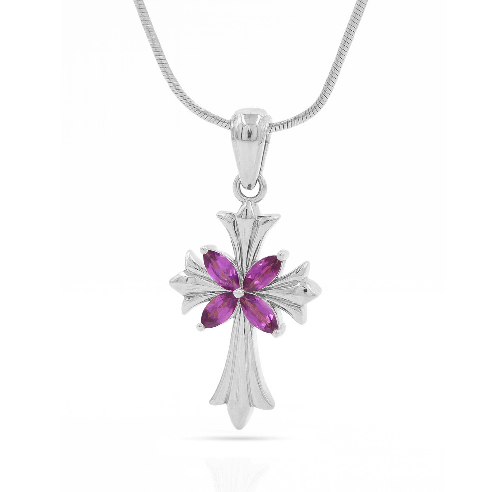Rhodolite Garnet Marquise Pendant with Prong Setting