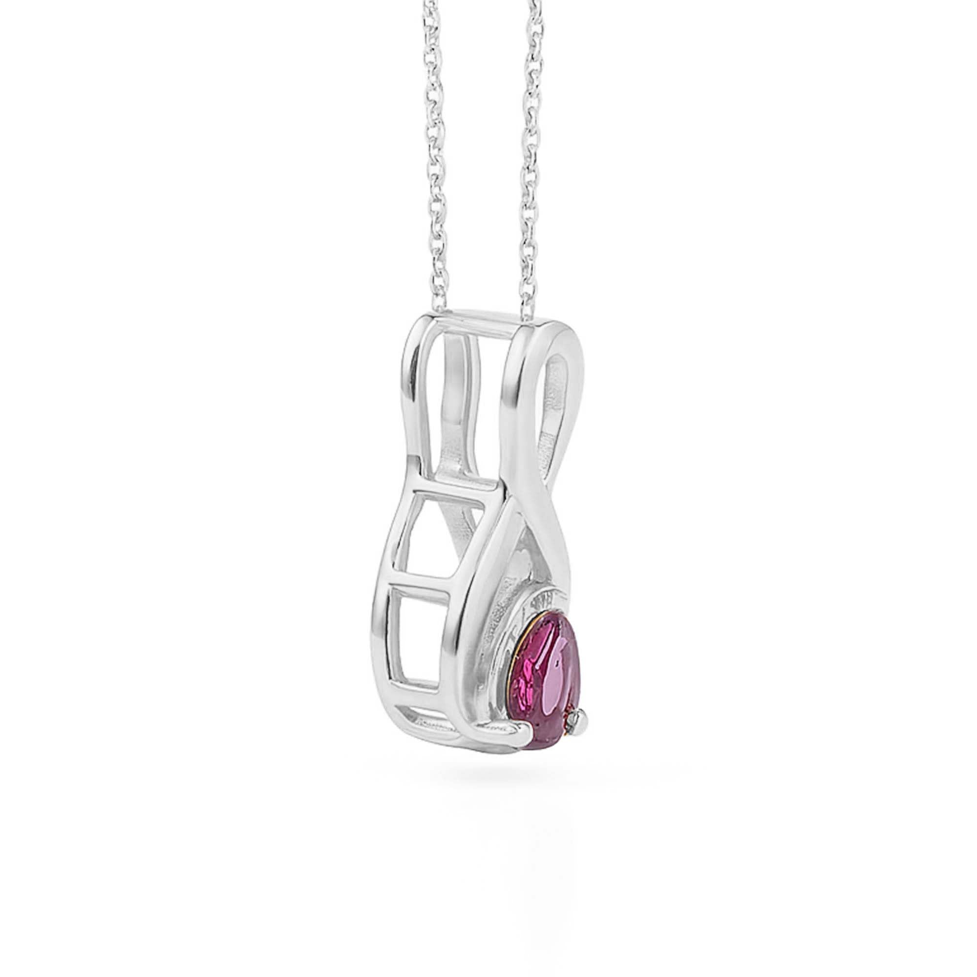 Rhodolite Garnet Pear Pendant with Prong Setting
