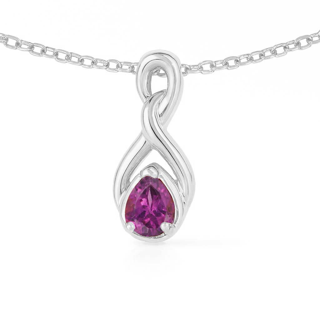 Rhodolite Garnet Pear Pendant with Prong Setting