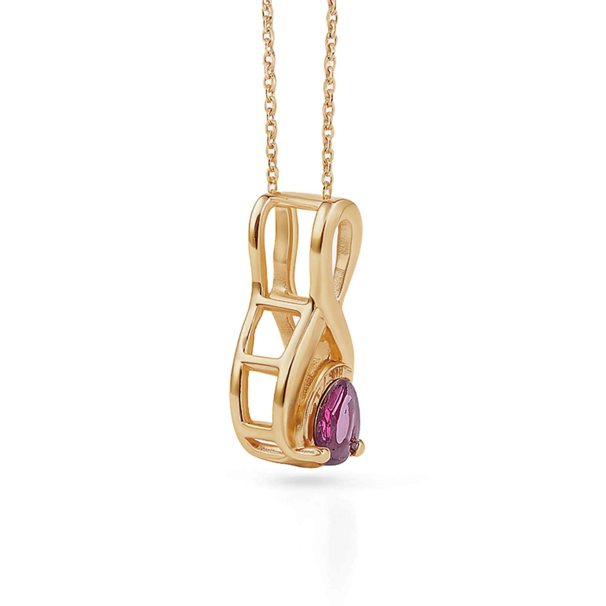Rhodolite Garnet Pear Pendant with Prong Setting