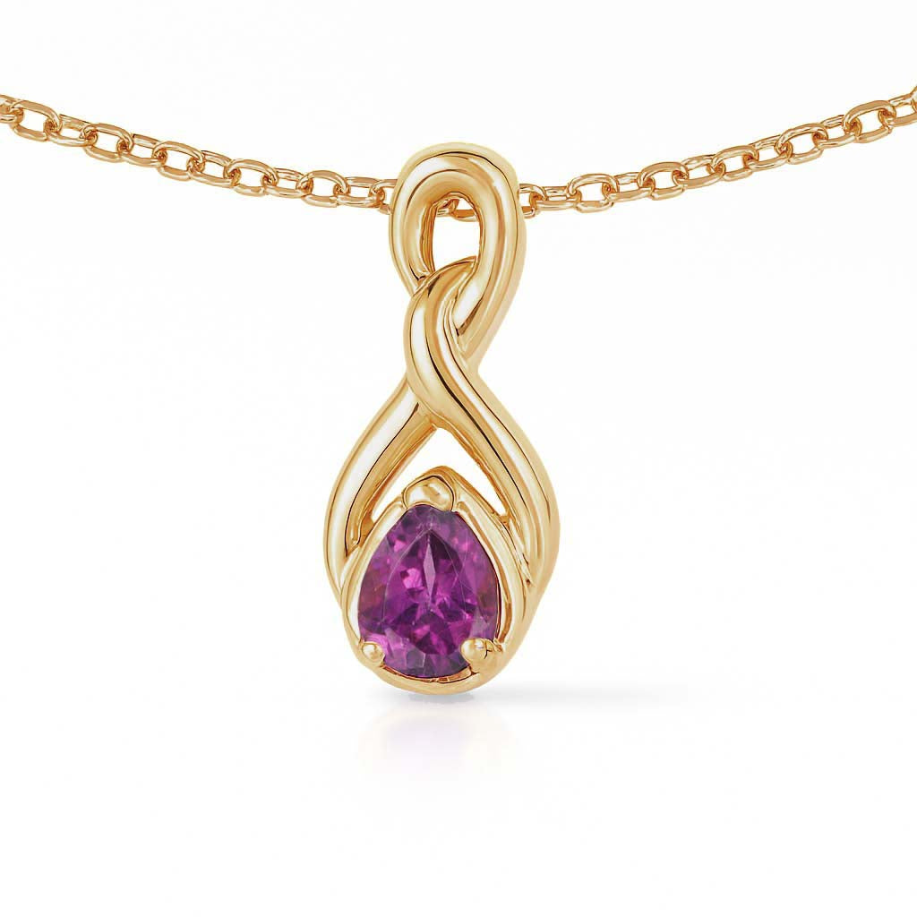Rhodolite Garnet Pear Pendant with Prong Setting