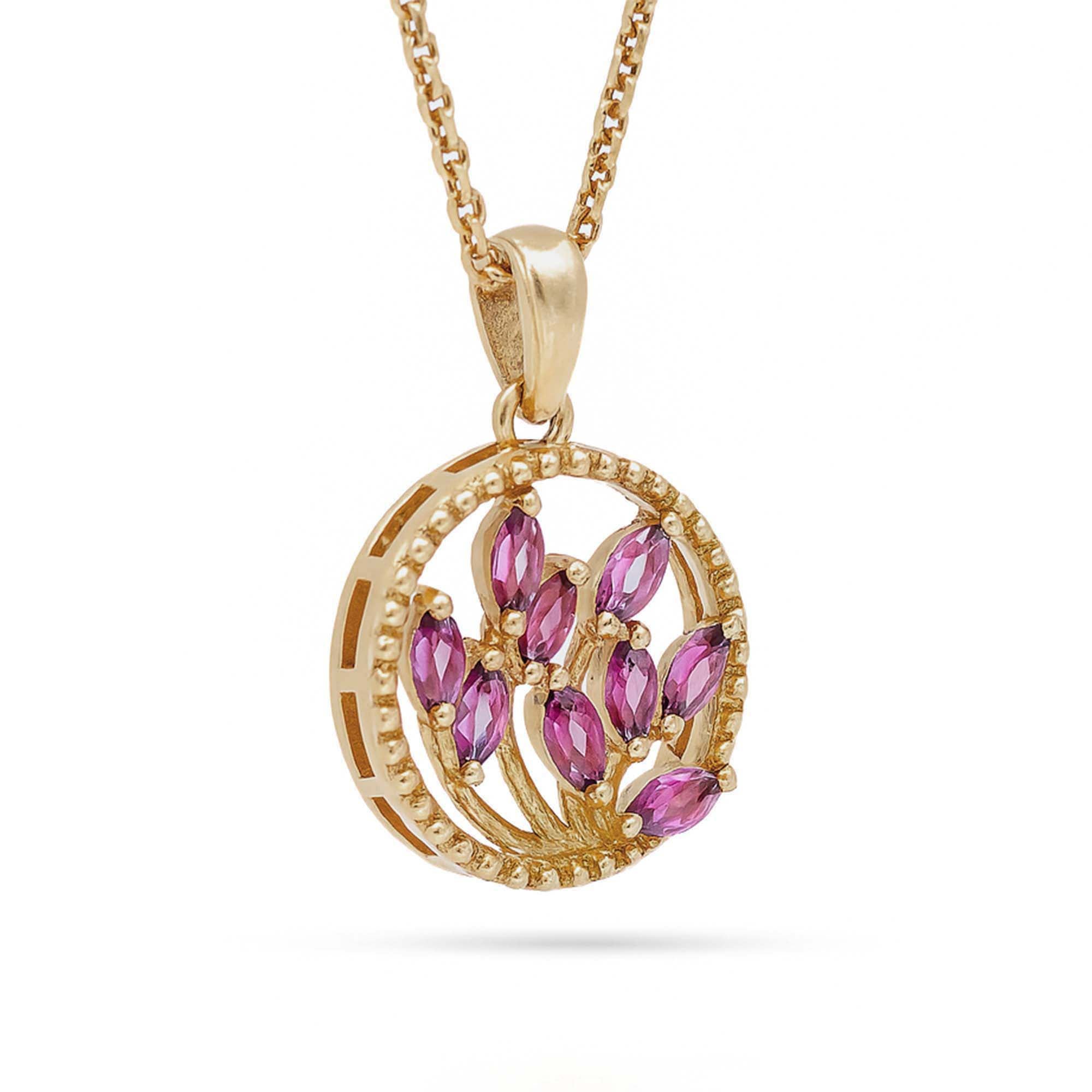 Rhodolite Garnet Marquise Pendant with Prong Setting