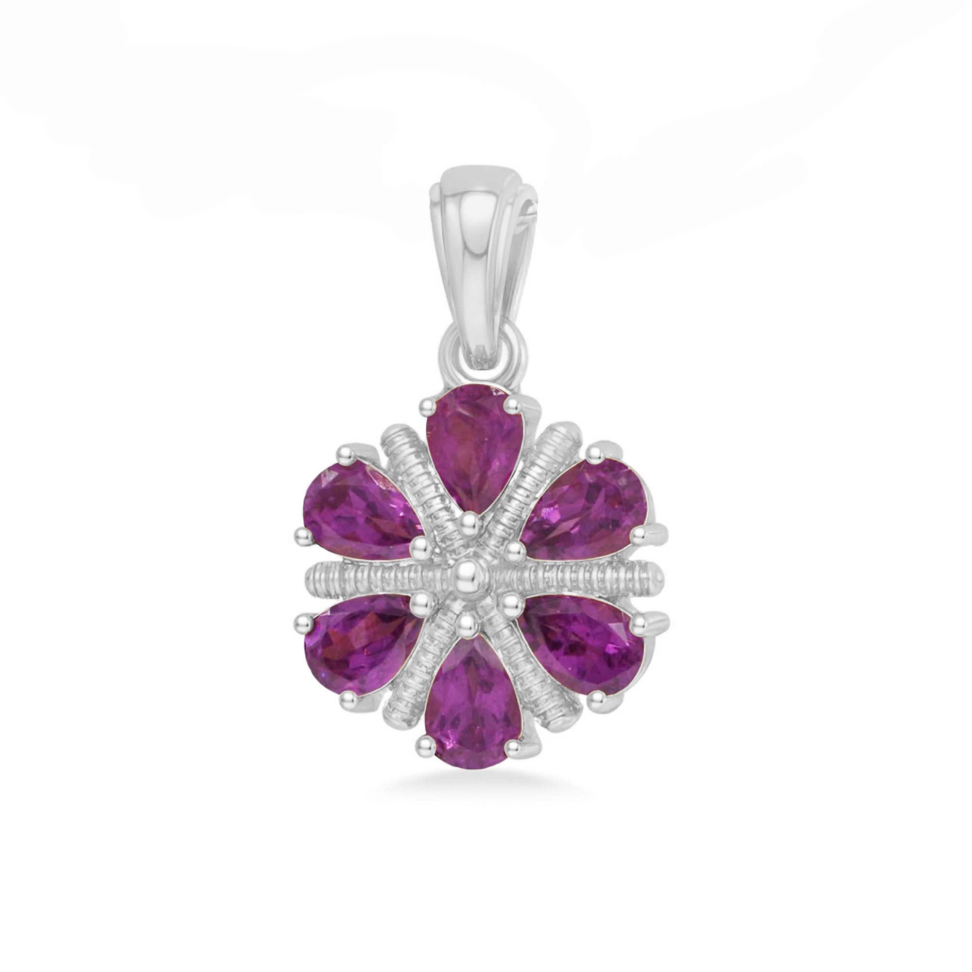 Rhodolite Garnet Pear Pendant with Prong Setting