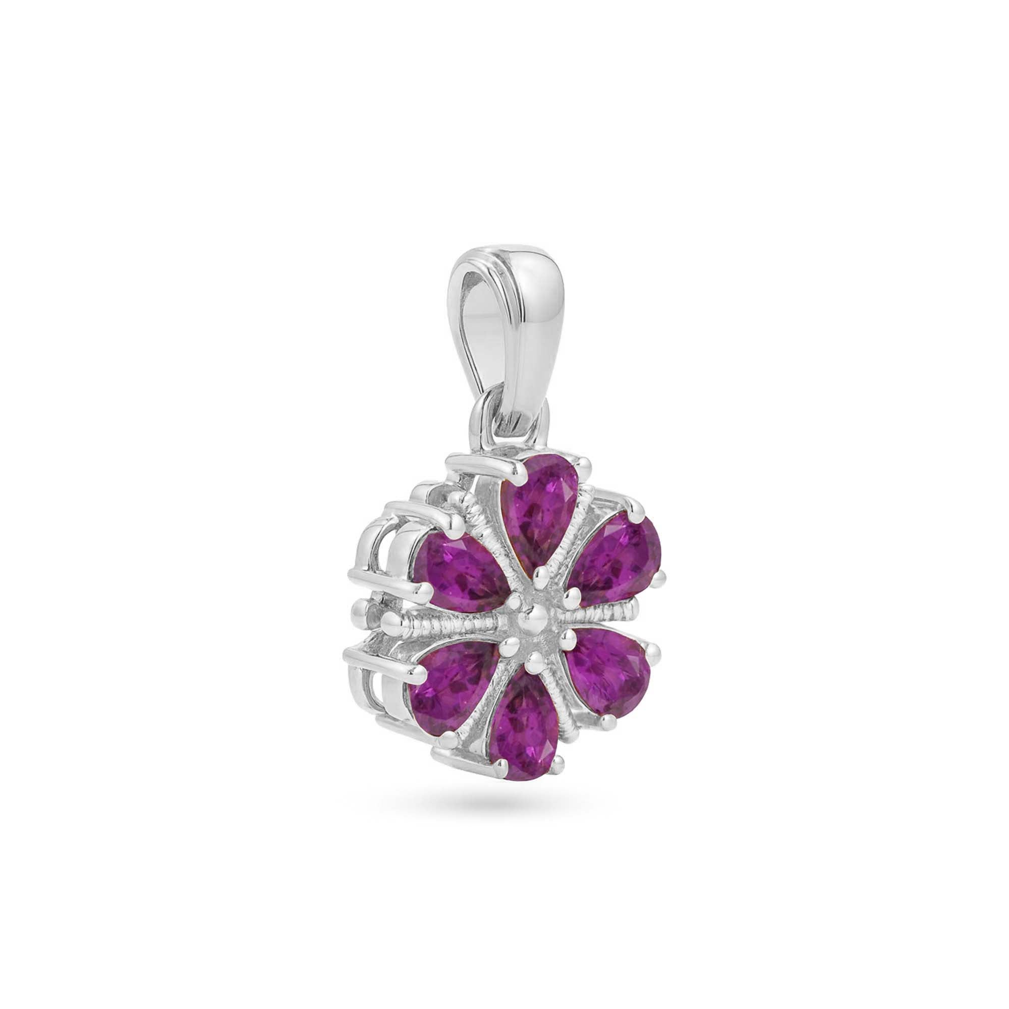 Rhodolite Garnet Pear Pendant with Prong Setting