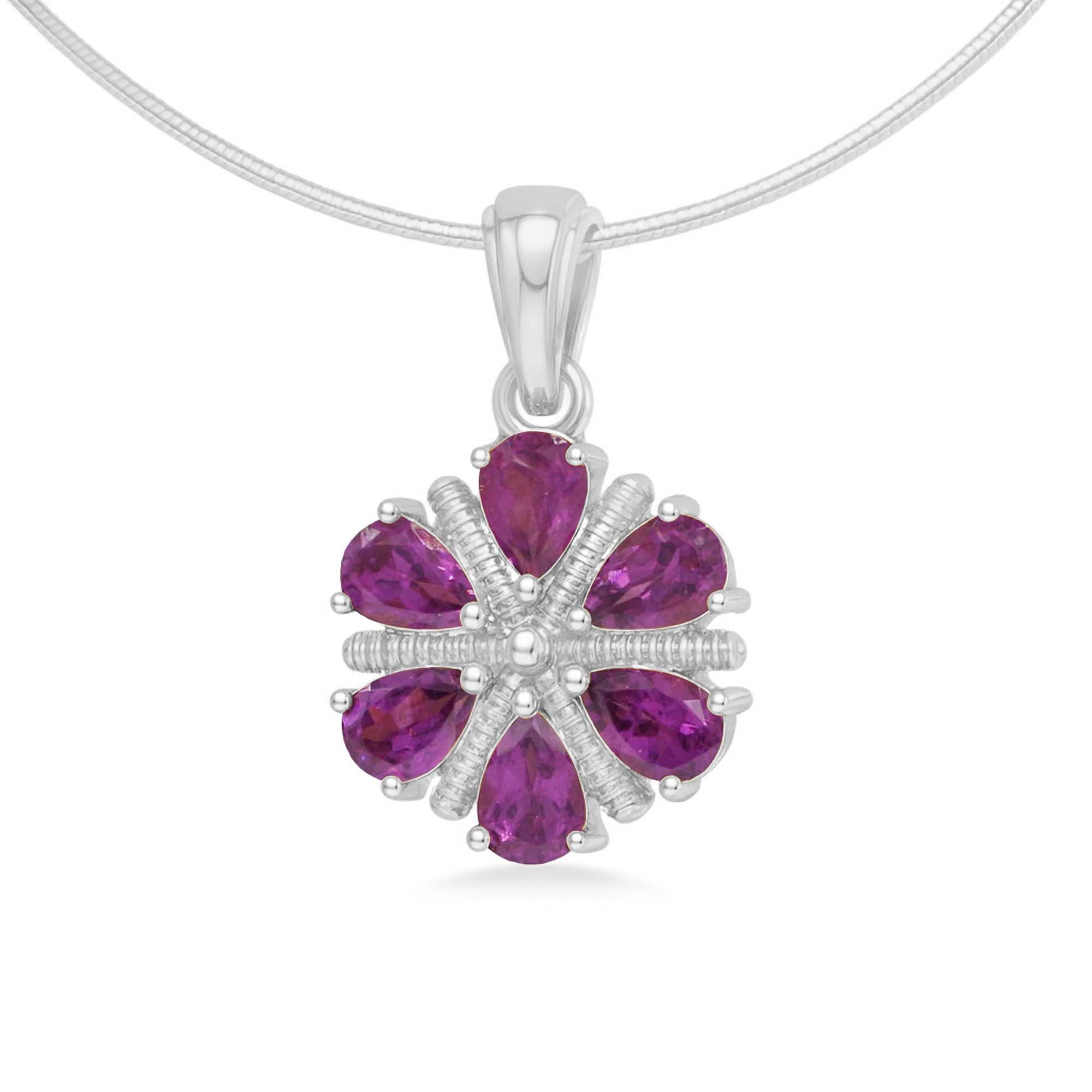 Rhodolite Garnet Pear Pendant with Prong Setting