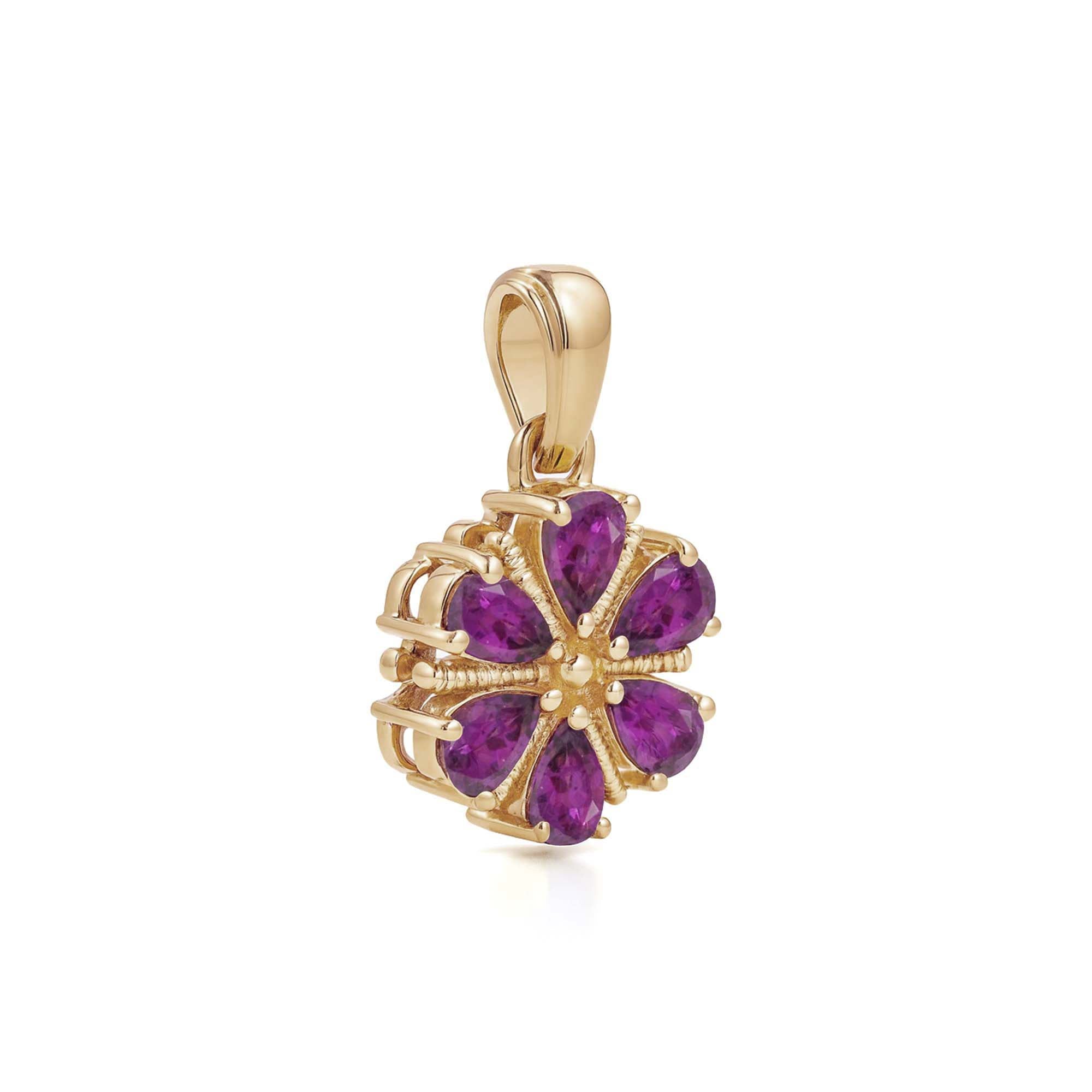 Rhodolite Garnet Pear Pendant with Prong Setting