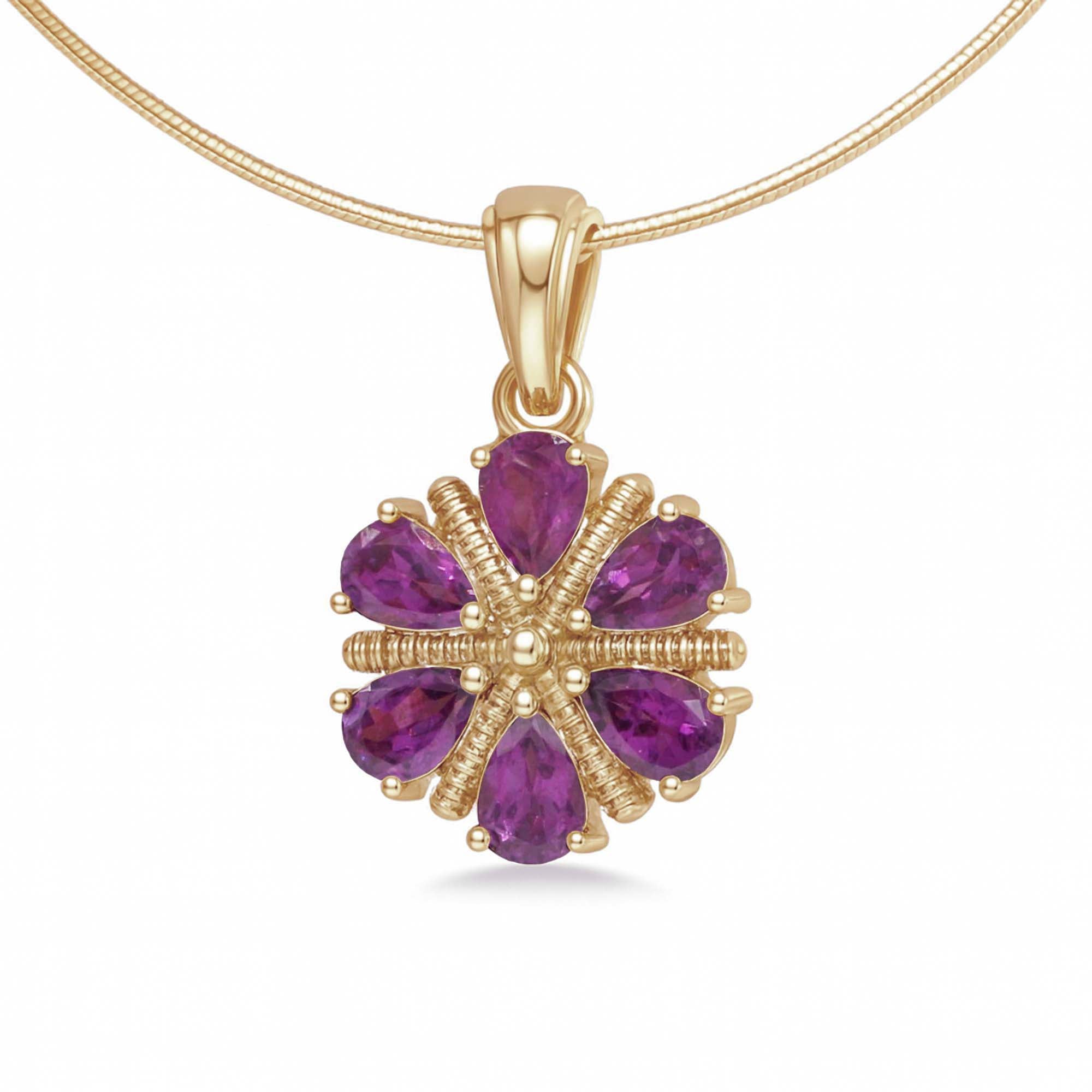 Rhodolite Garnet Pear Pendant with Prong Setting
