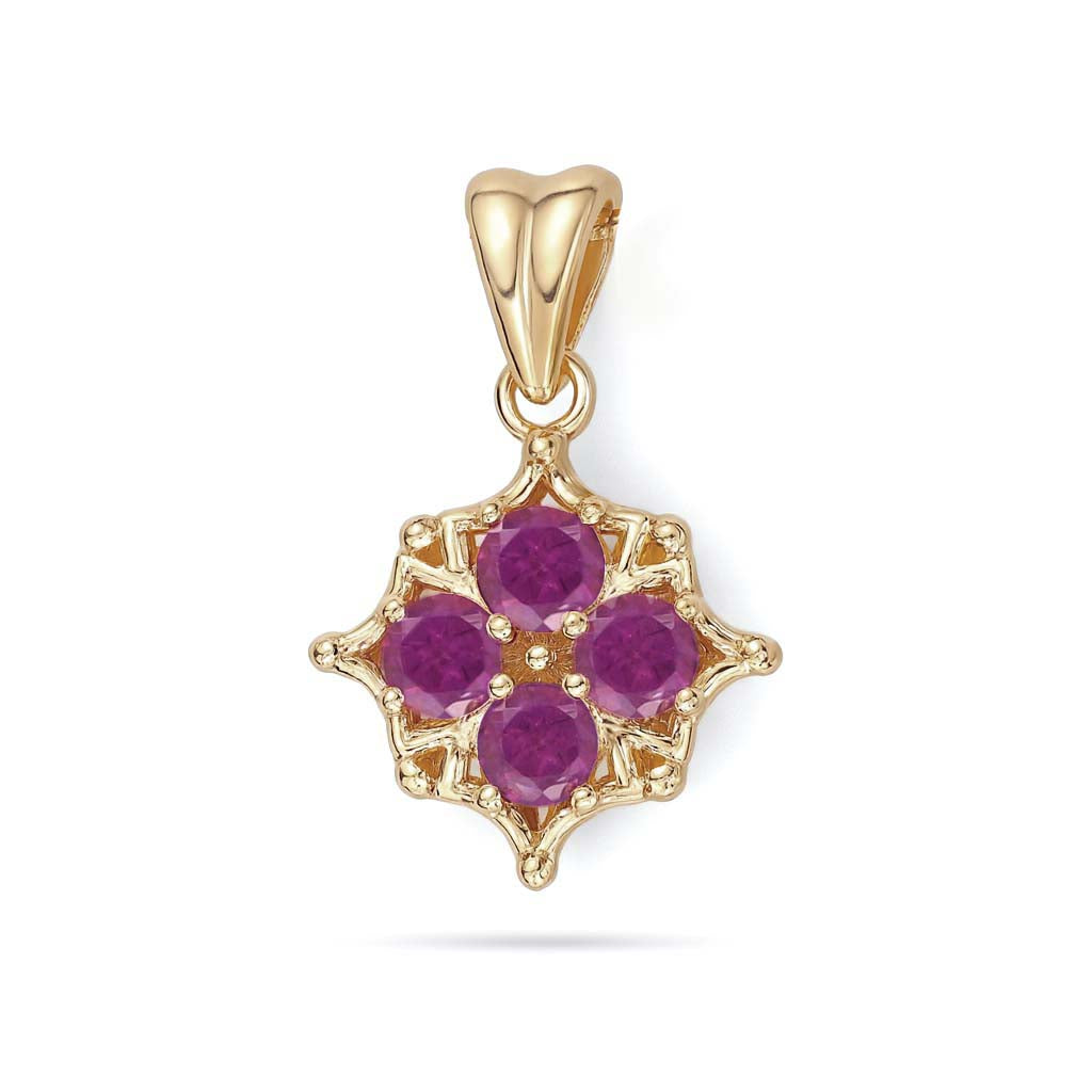 Rhodolite Garnet Round Pendant with Prong Setting