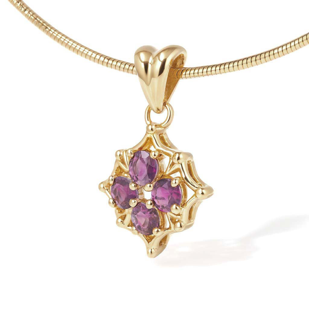 Rhodolite Garnet Round Pendant with Prong Setting