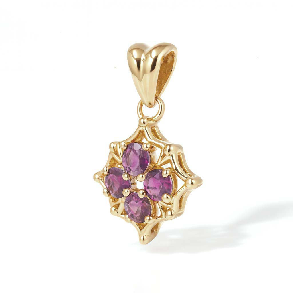 Rhodolite Garnet Round Pendant with Prong Setting