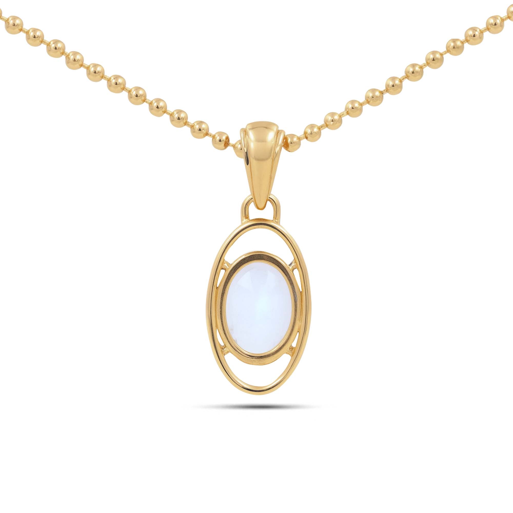Rainbow Moonstone Oval Pendant with Prong Setting