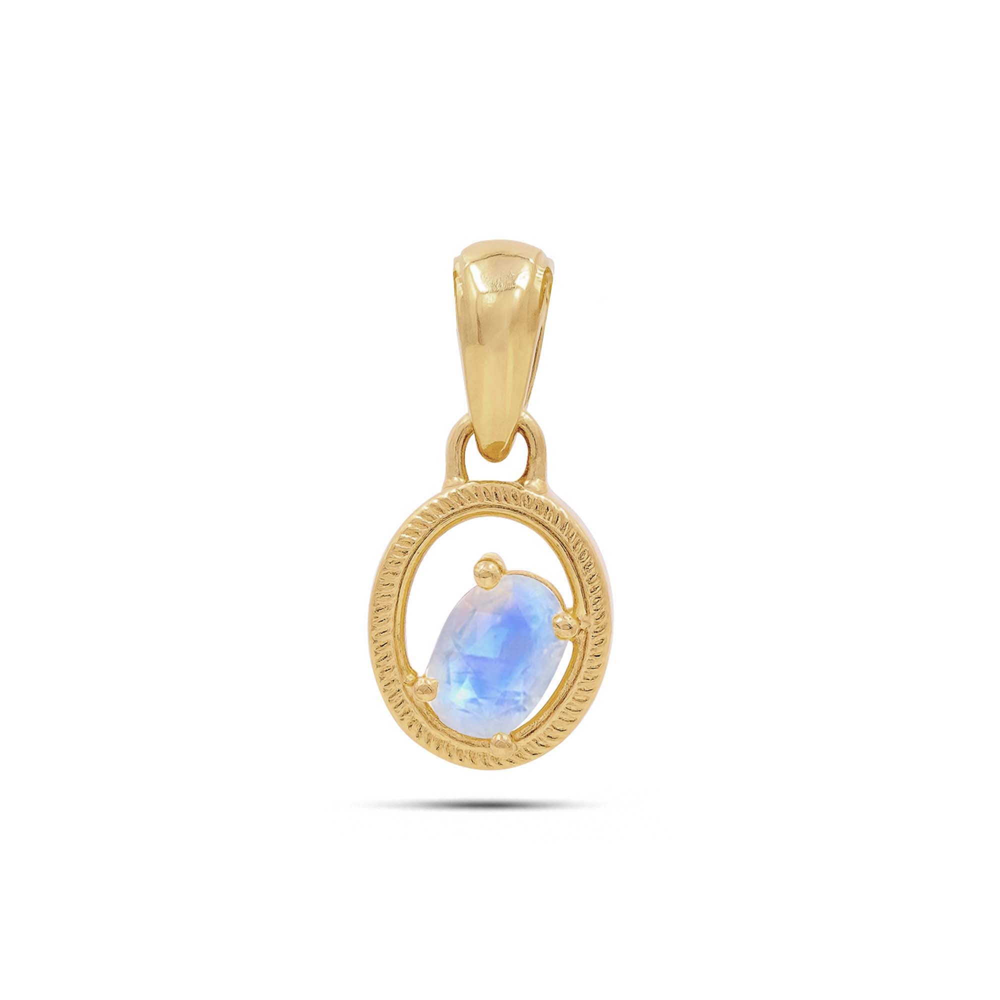 Rainbow Moonstone Oval Pendant with Prong Setting