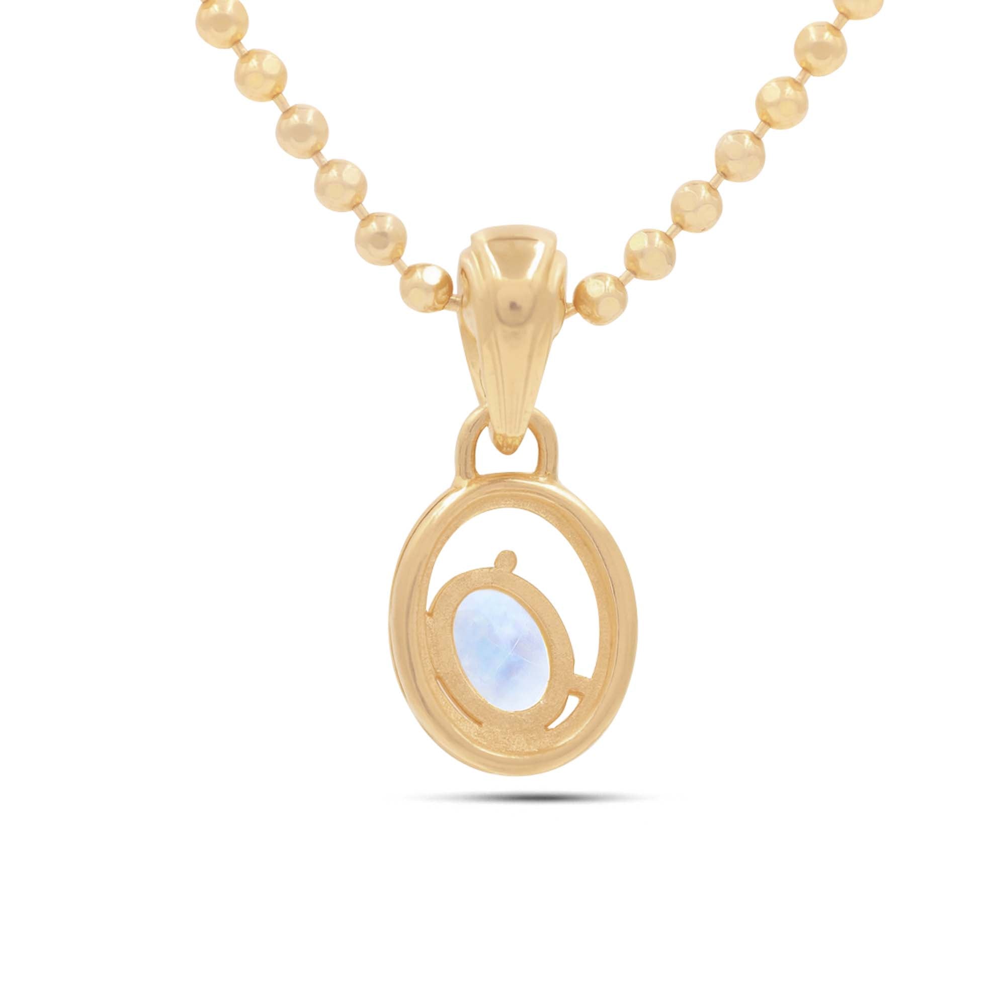 Rainbow Moonstone Oval Pendant with Prong Setting
