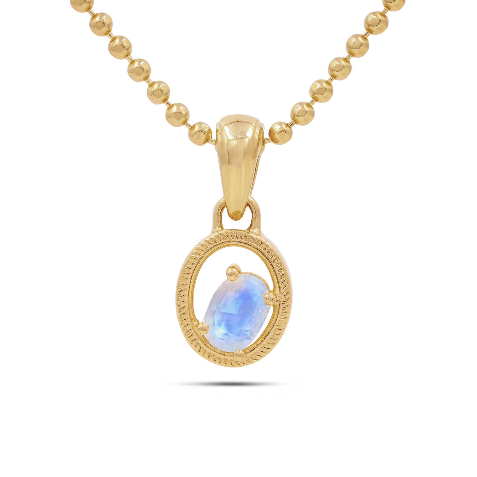 Rainbow Moonstone Oval Pendant with Prong Setting