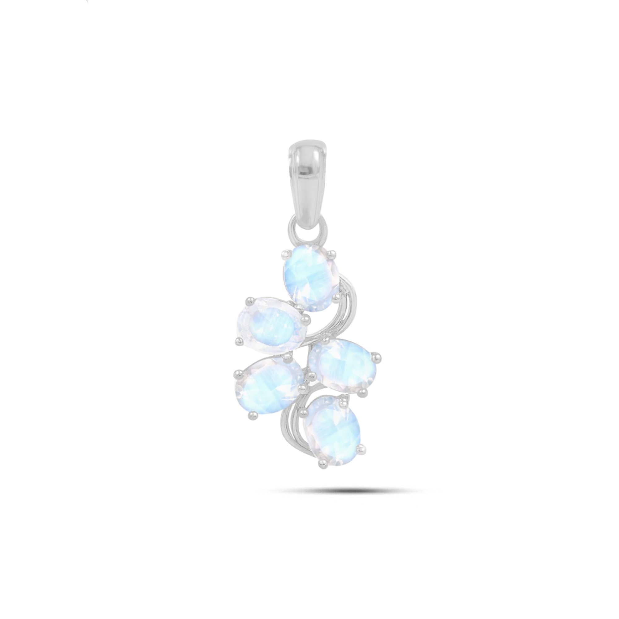 Rainbow Moonstone Oval Pendant with Prong Setting