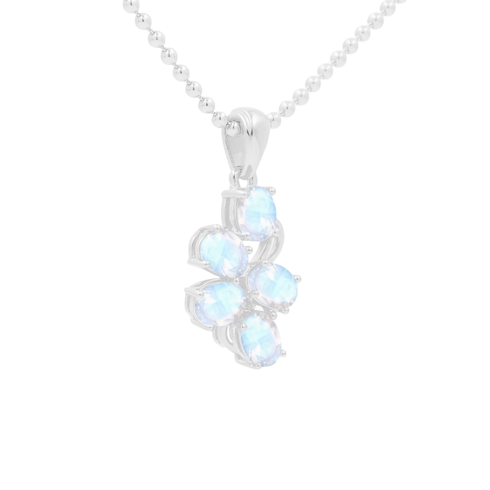 Rainbow Moonstone Oval Pendant with Prong Setting