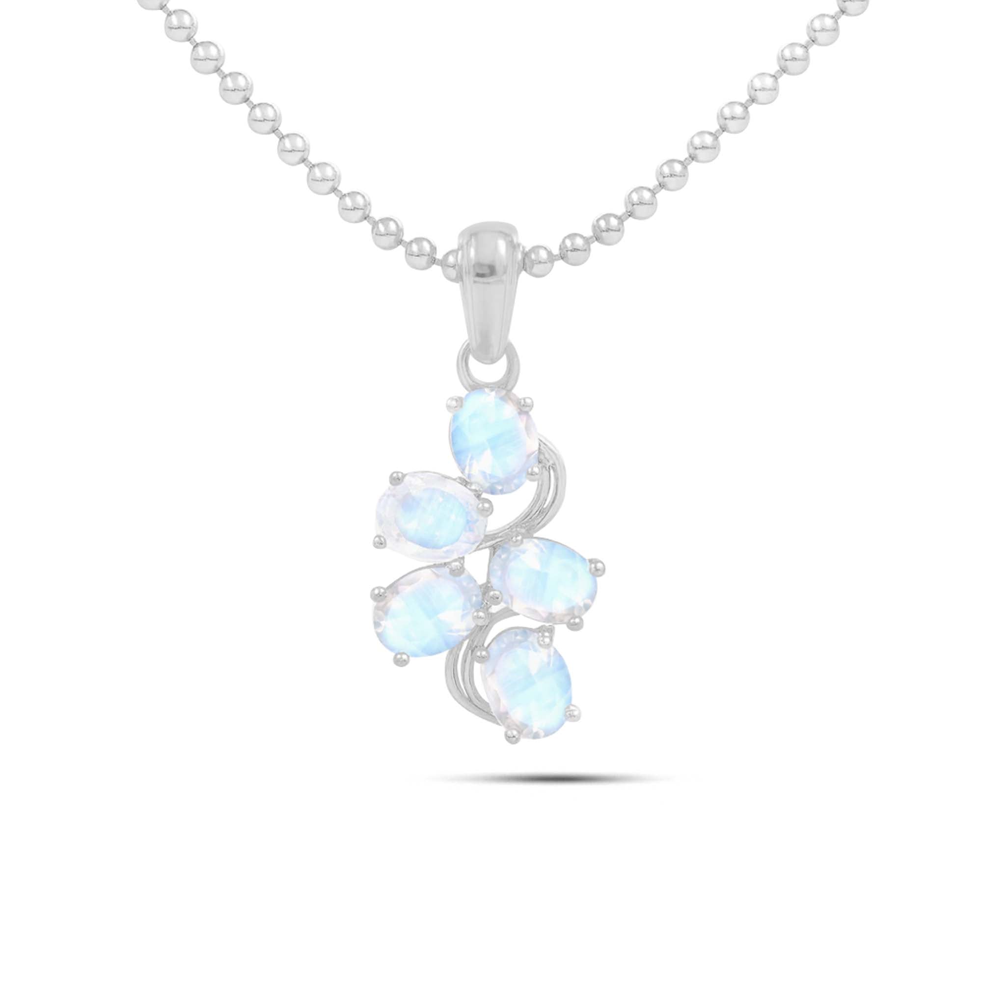 Rainbow Moonstone Oval Pendant with Prong Setting