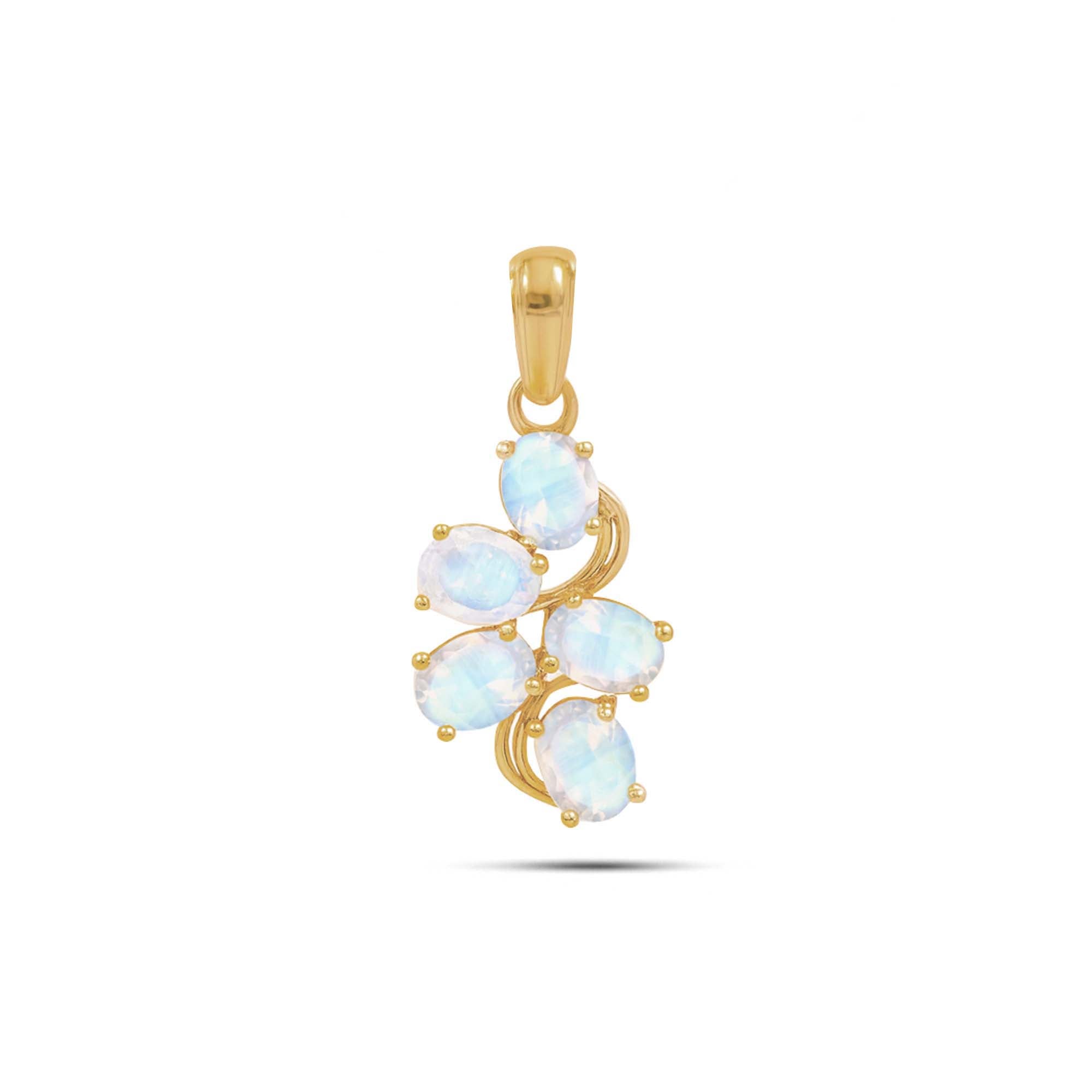 Rainbow Moonstone Oval Pendant with Prong Setting