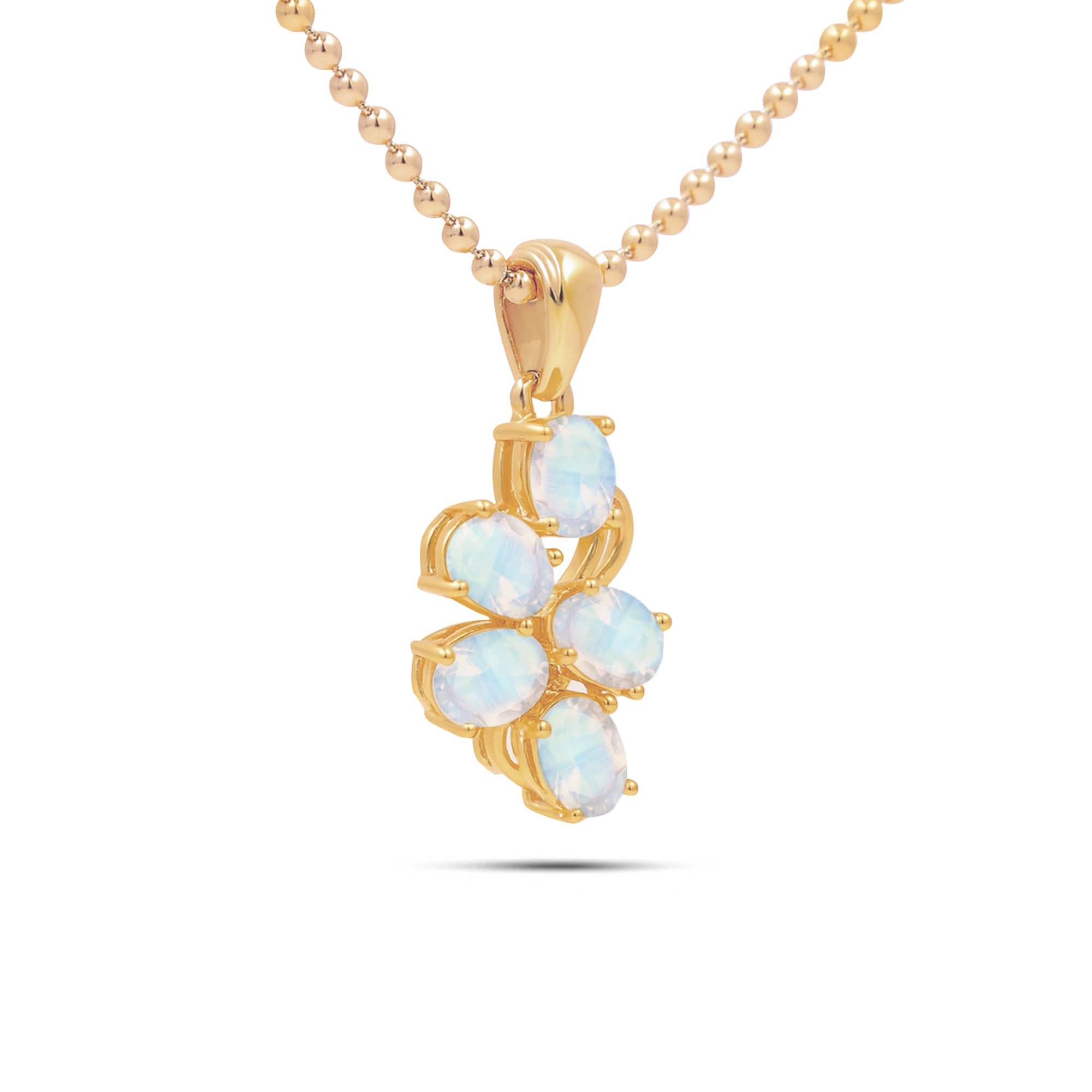 Rainbow Moonstone Oval Pendant with Prong Setting