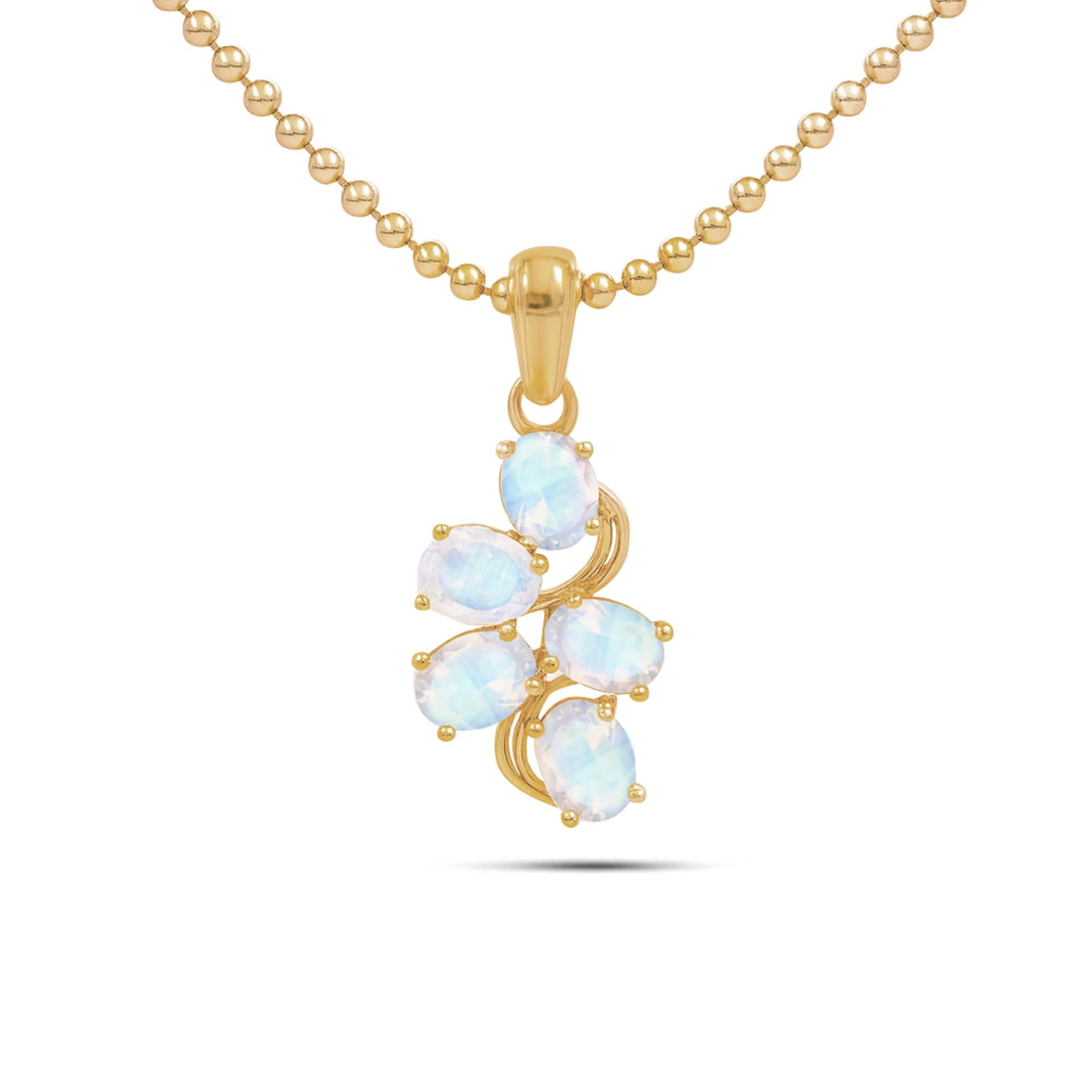 Rainbow Moonstone Oval Pendant with Prong Setting