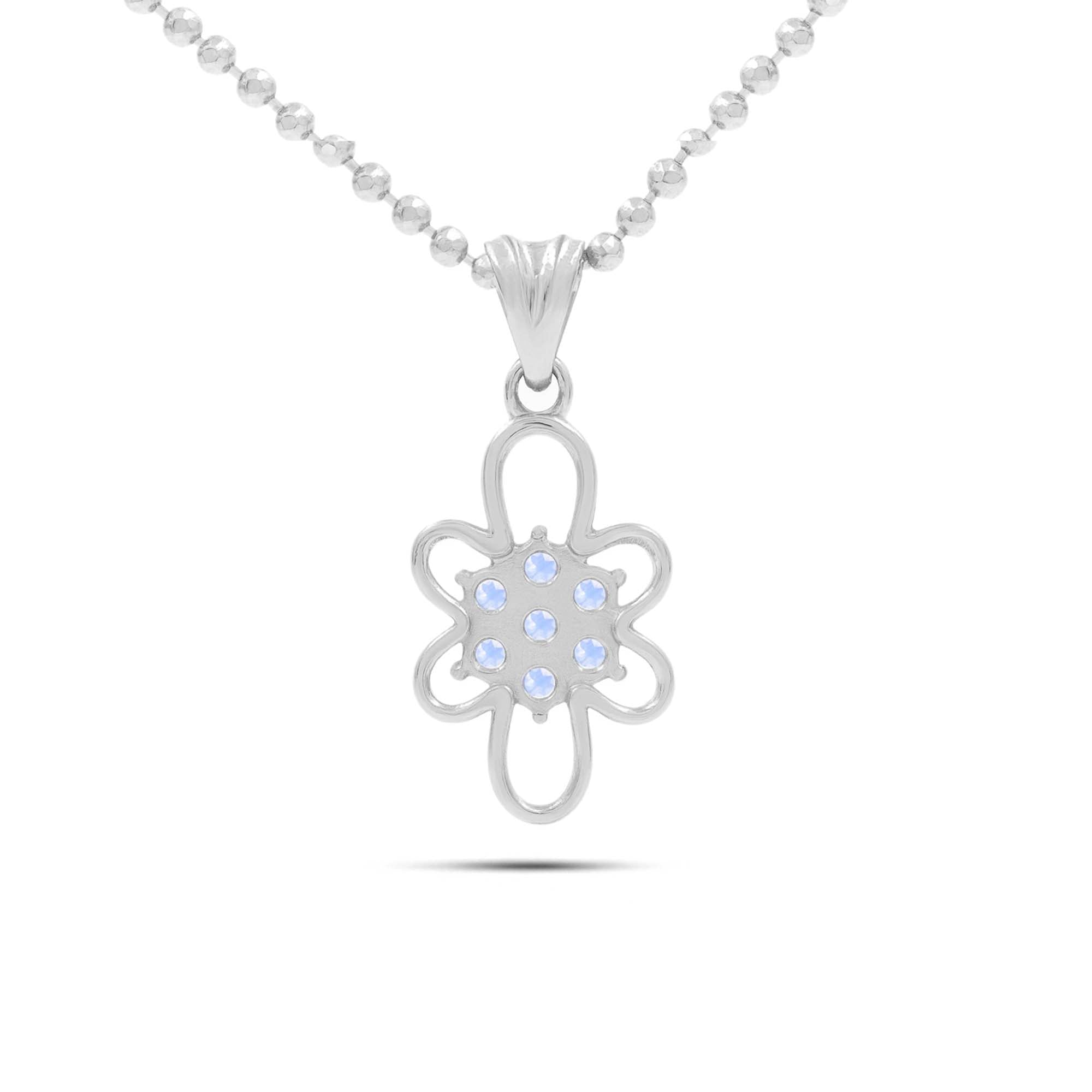 Rainbow Moonstone Round Pendant with Prong Setting