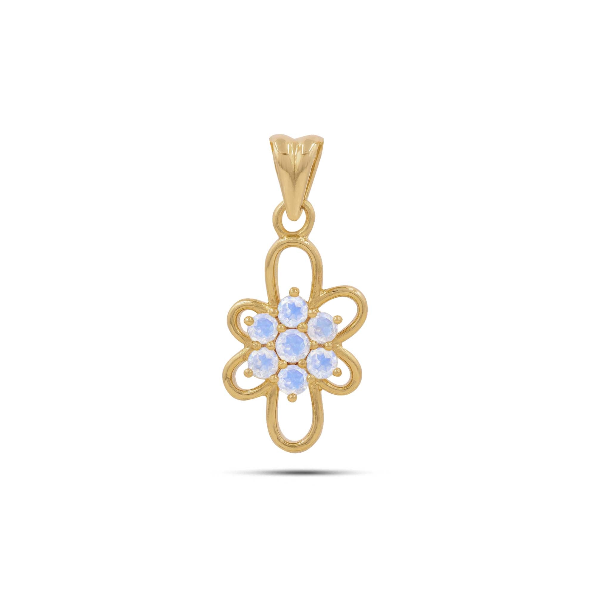 Rainbow Moonstone Round Pendant with Prong Setting