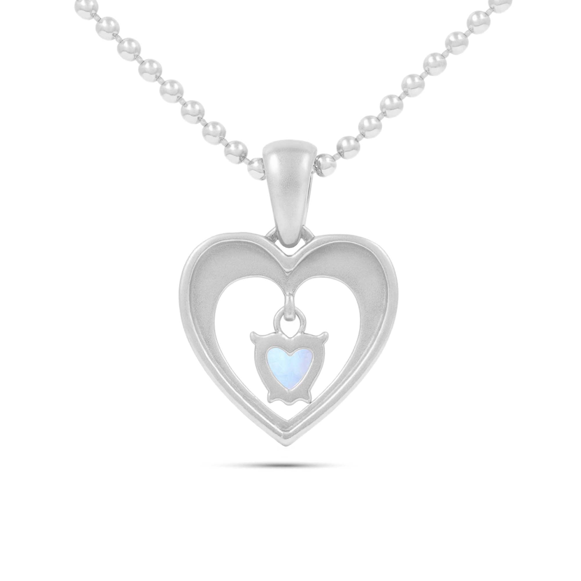 Rainbow Moonstone Heart Pendant with Prong Setting