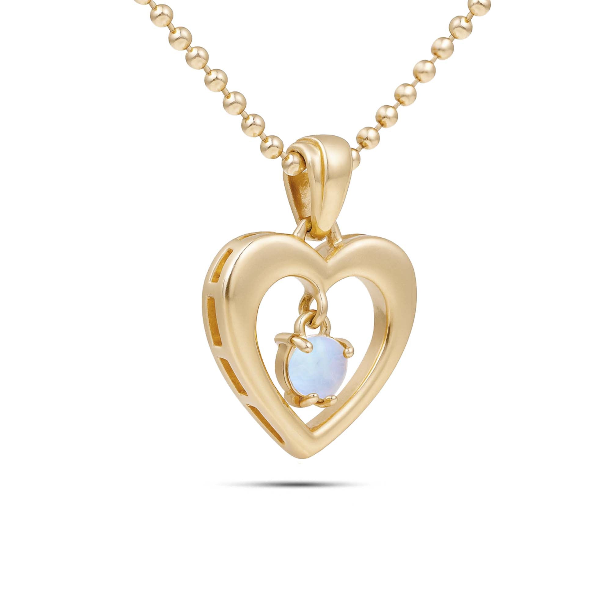 Rainbow Moonstone Heart Pendant with Prong Setting