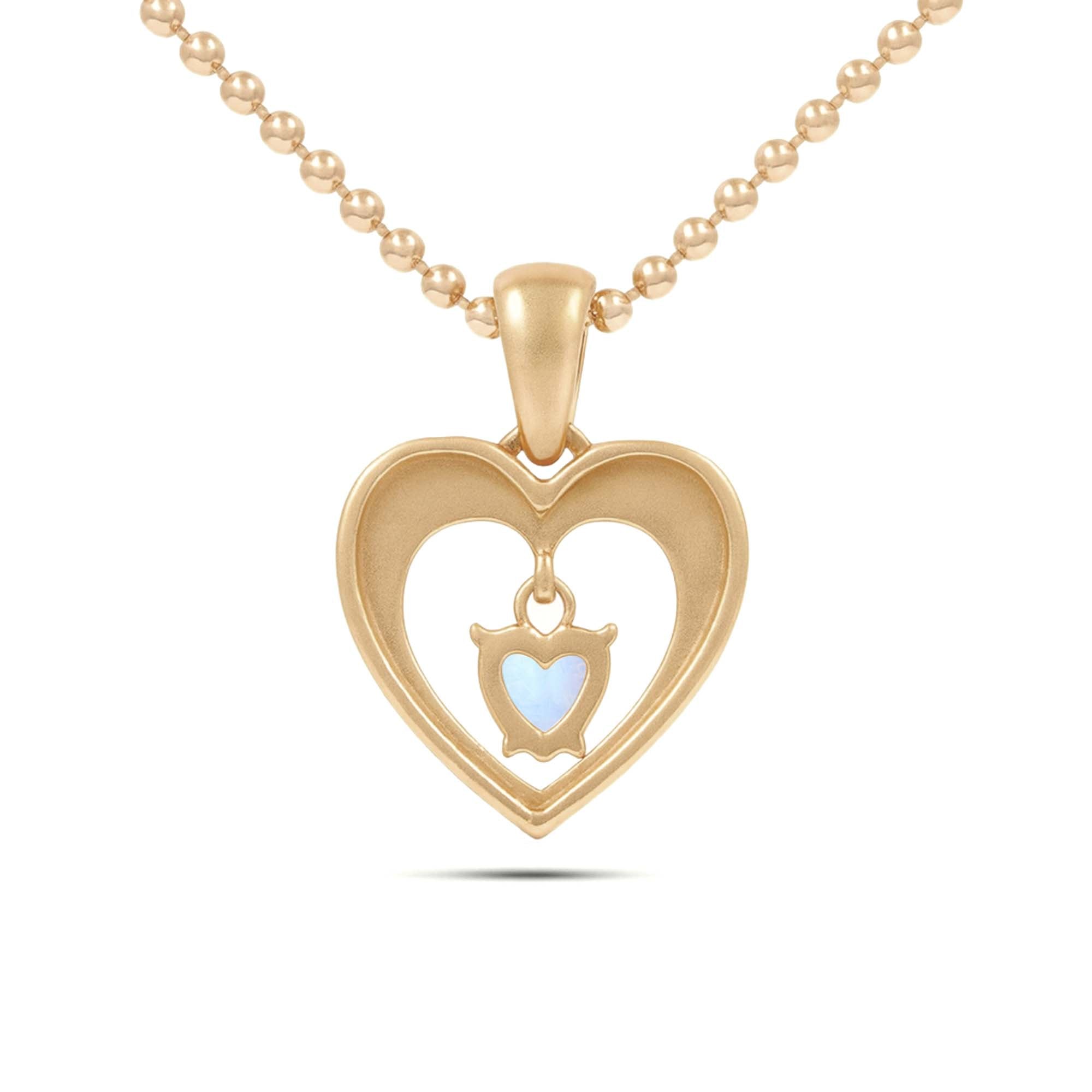 Rainbow Moonstone Heart Pendant with Prong Setting
