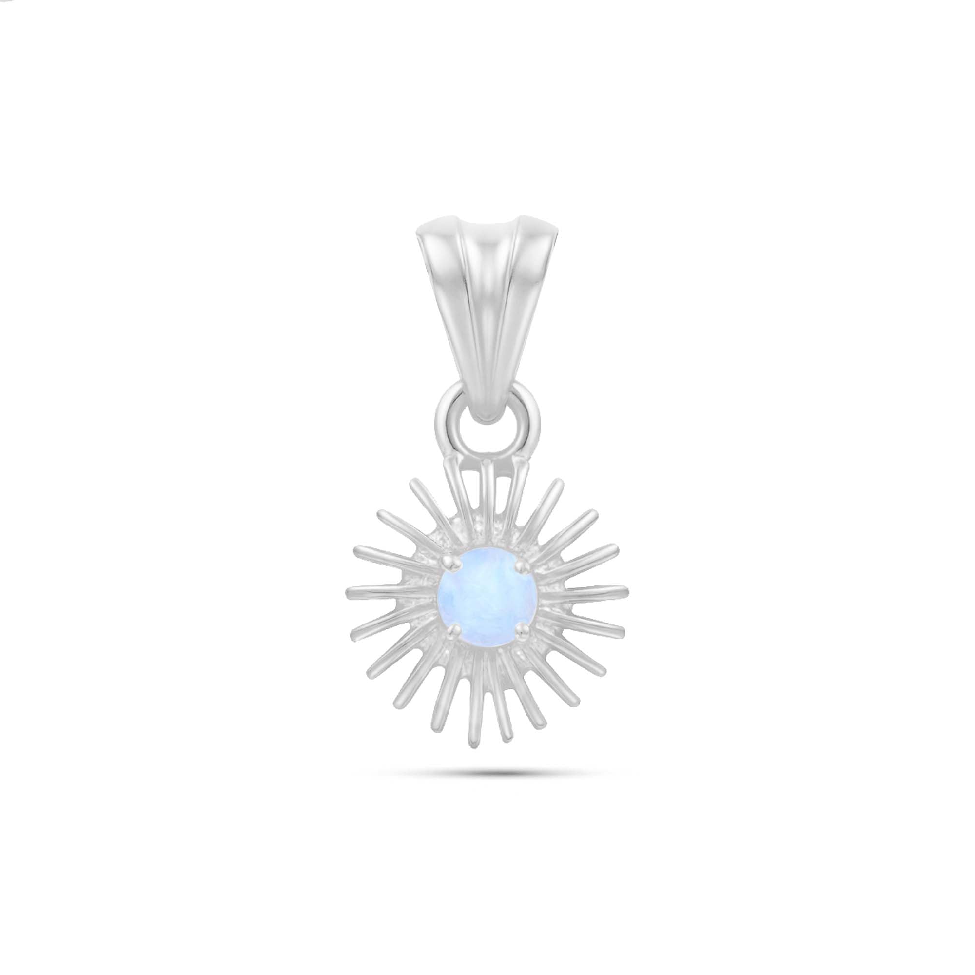 Rainbow Moonstone Round Pendant with Prong Setting