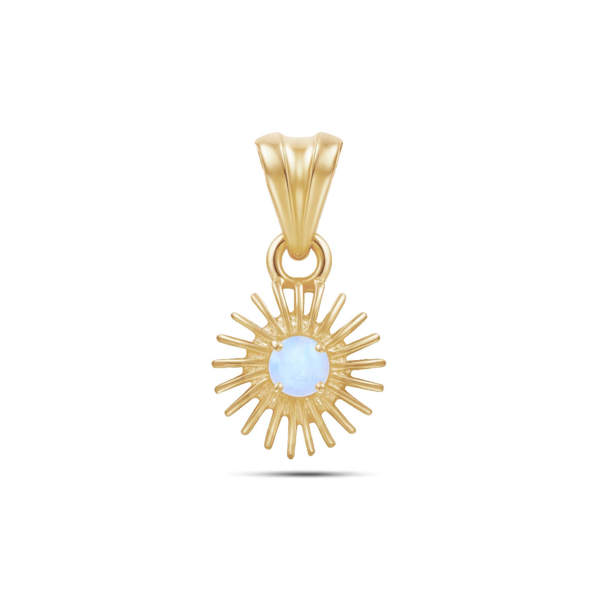 Rainbow Moonstone Round Pendant with Prong Setting