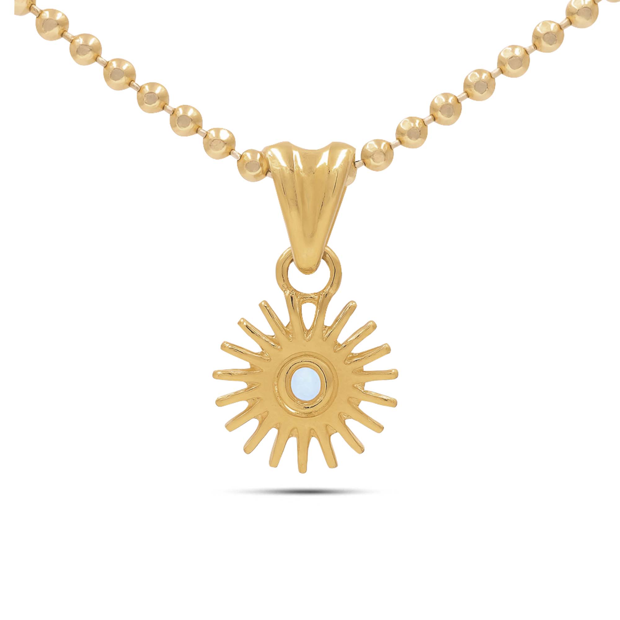 Rainbow Moonstone Round Pendant with Prong Setting