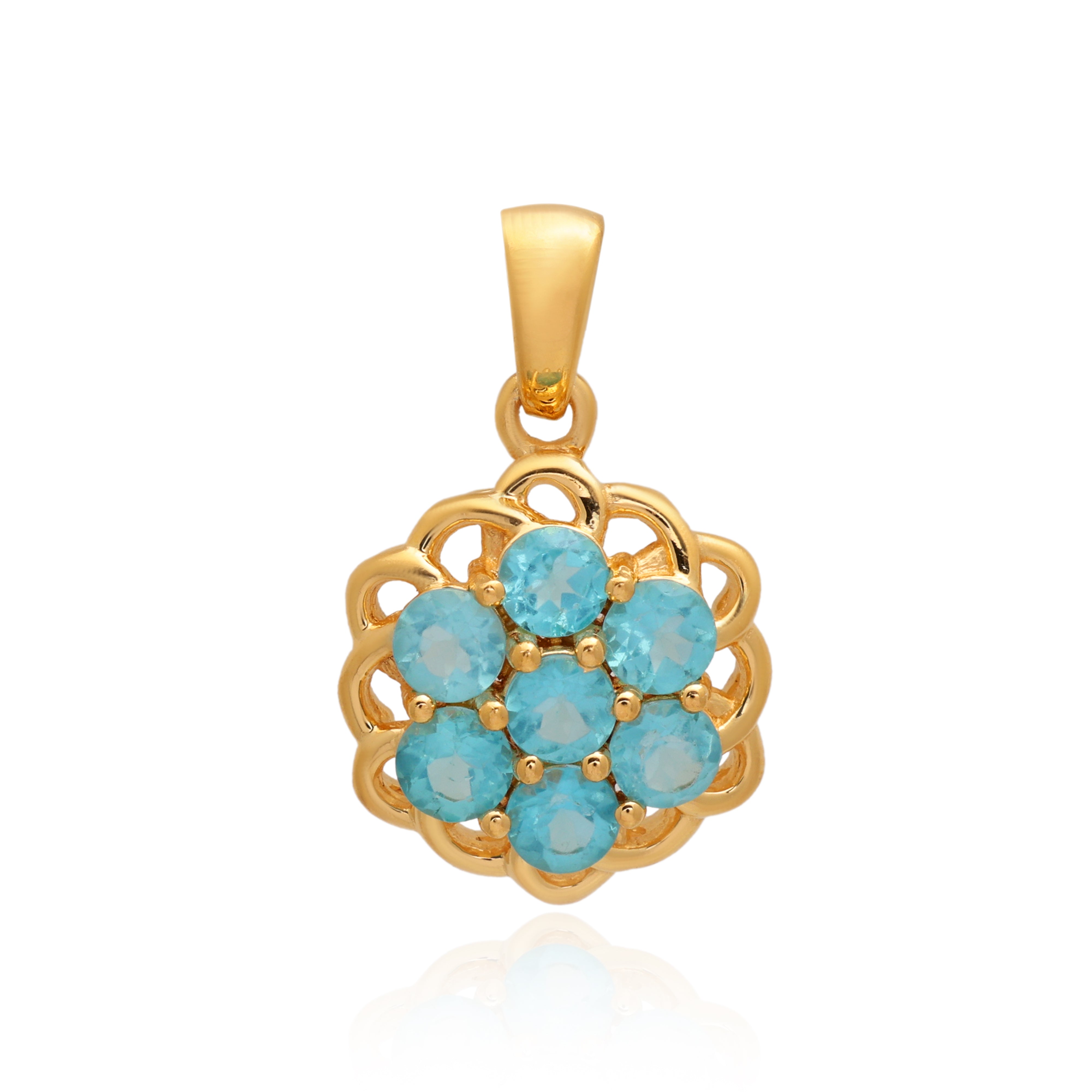 Sky Apatite Round Pendant with Prong Setting