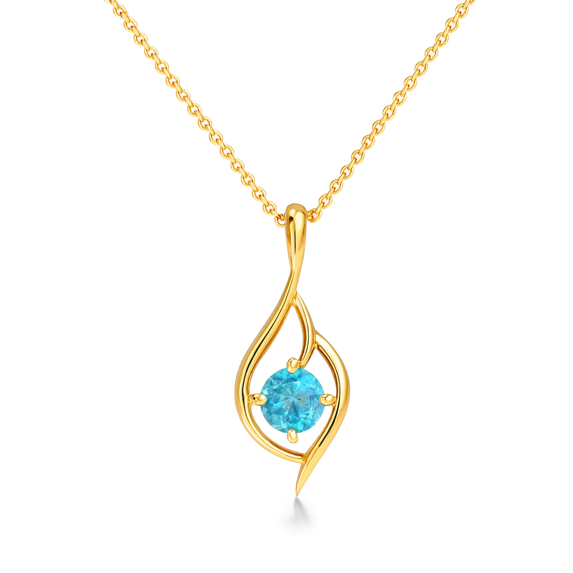 Sky Apatite  Round Pendant with Prong Setting