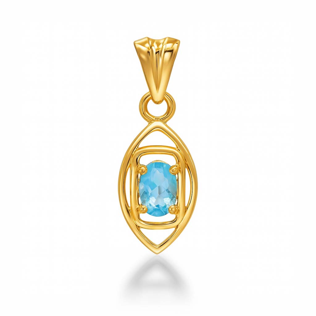 Sky Apatite Oval Pendant with Prong Setting
