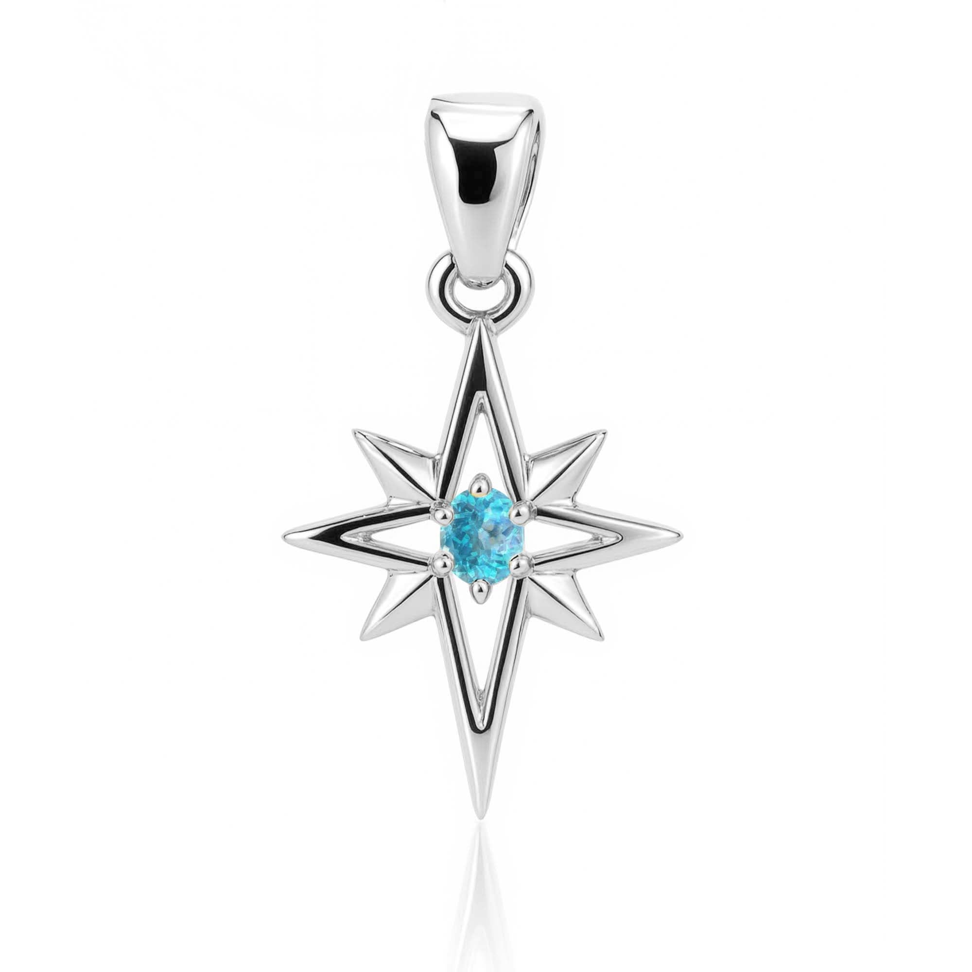 Sky Apatite Round Pendant with Prong Setting