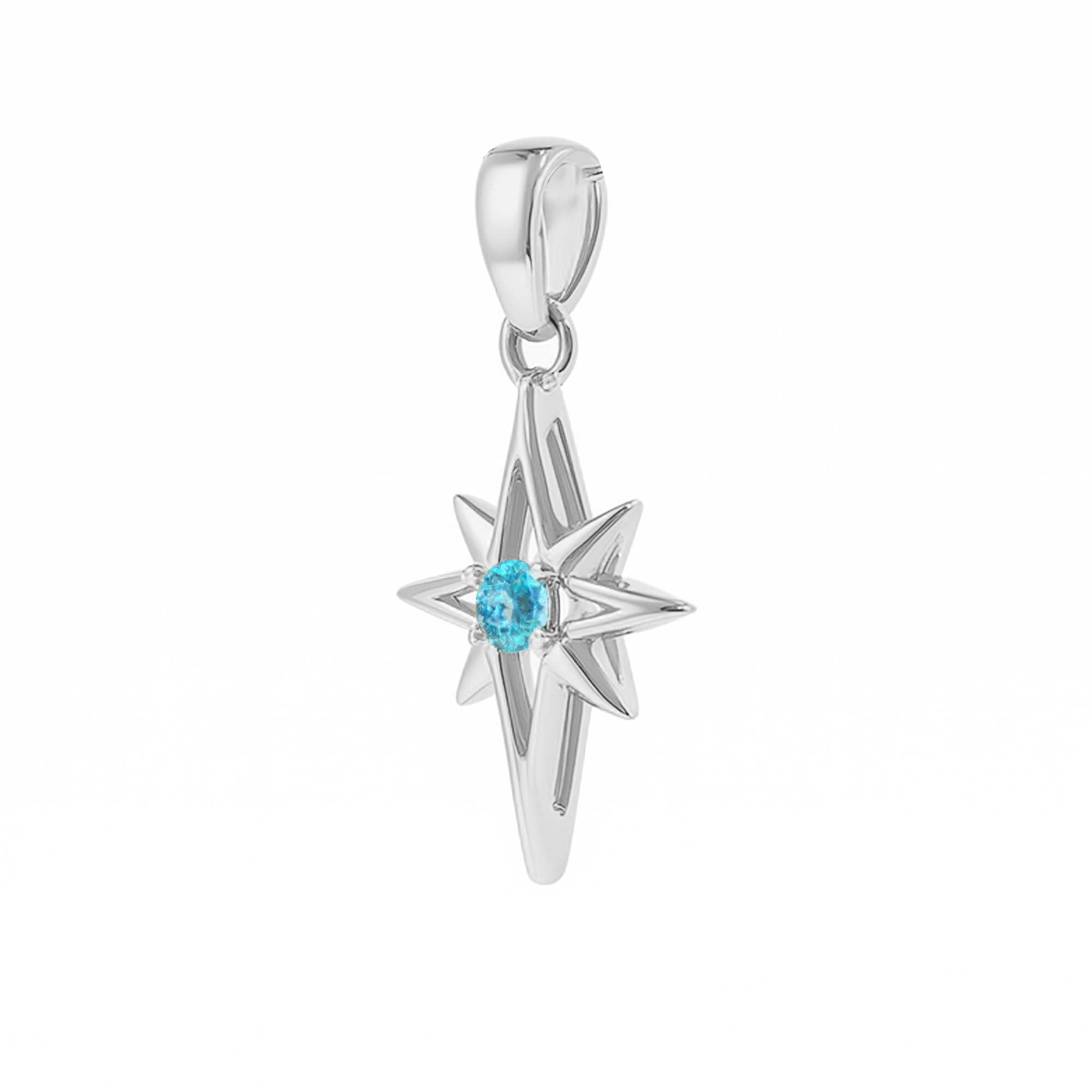 Sky Apatite Round Pendant with Prong Setting