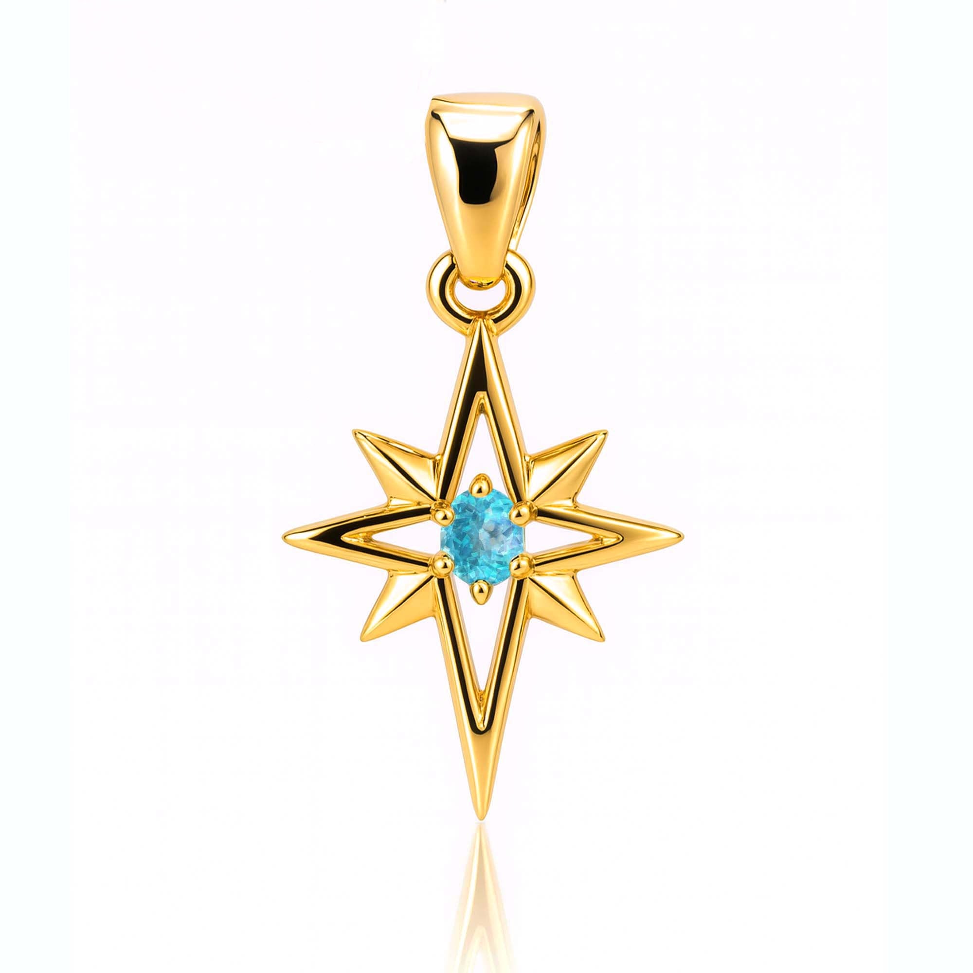 Sky Apatite Round Pendant with Prong Setting