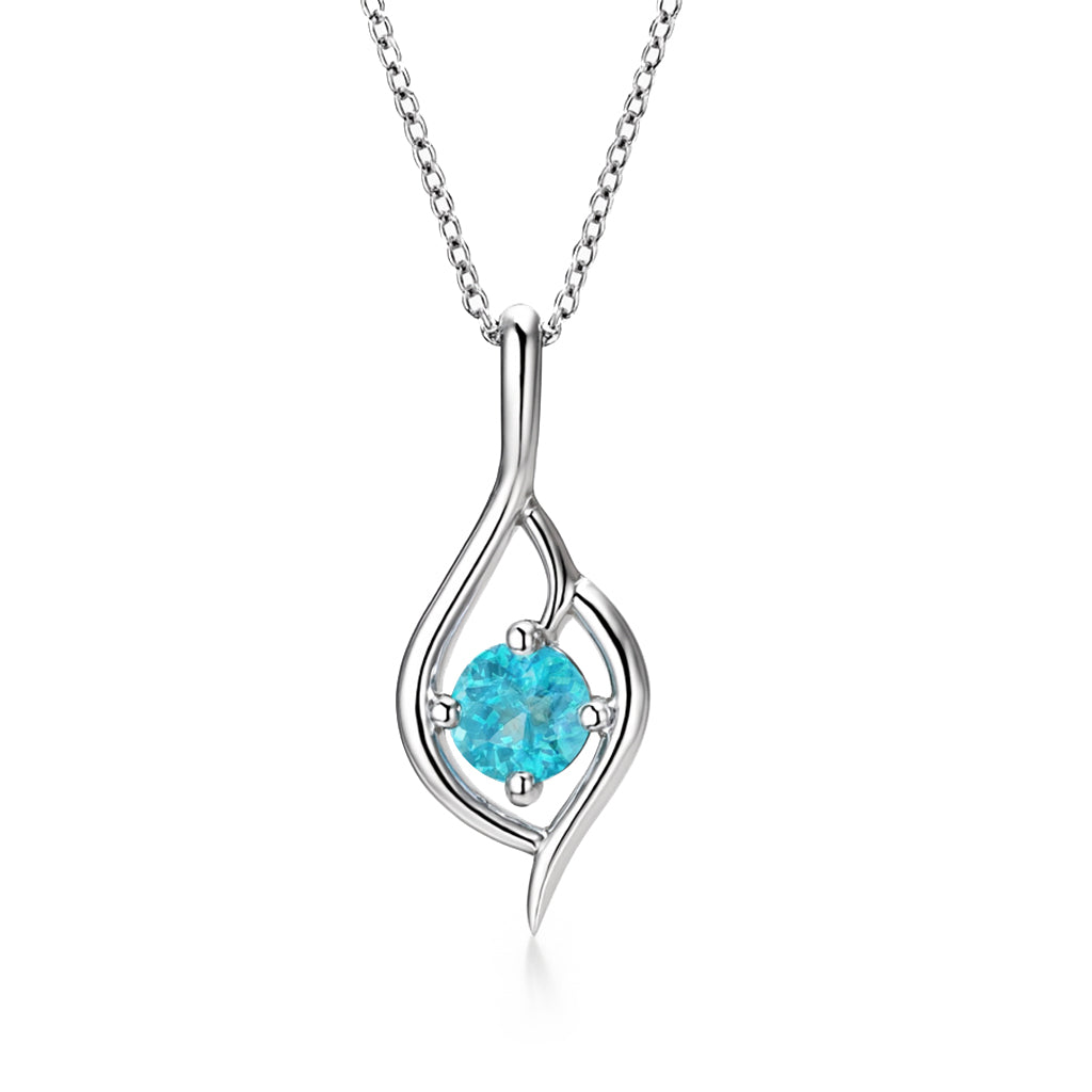 Sky Apatite  Round Pendant with Prong Setting