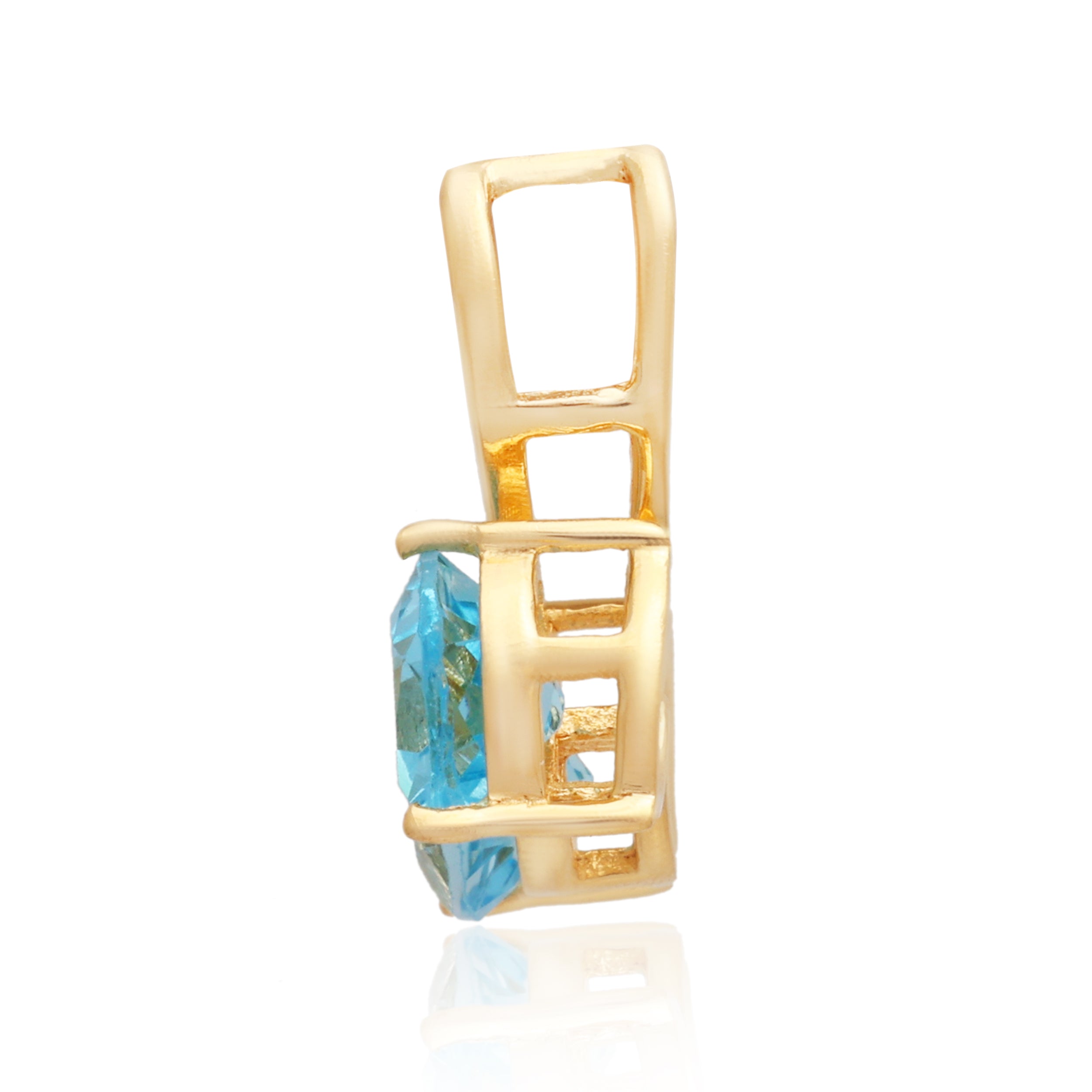 Swiss Blue Topaz Heart Pendant with Prong Setting