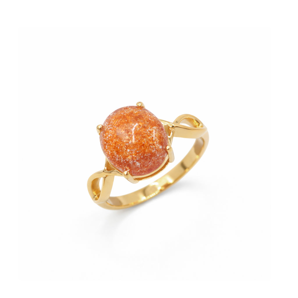 Sunstone Oval Cabochon Infinity Design Designer Ring