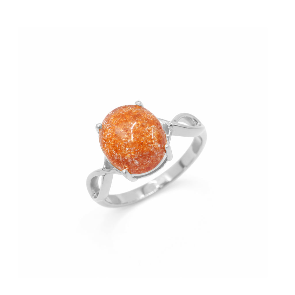 Sunstone Oval Cabochon Infinity Design Designer Ring
