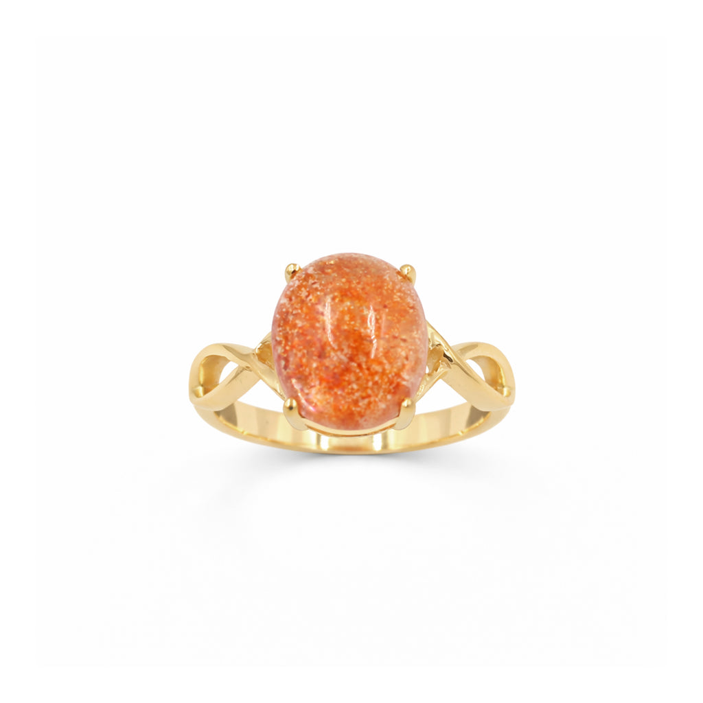 Sunstone Oval Cabochon Infinity Design Designer Ring