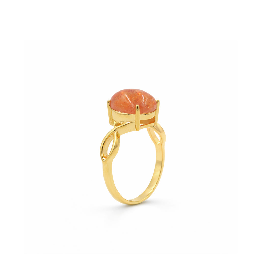 Sunstone Oval Cabochon Infinity Design Designer Ring