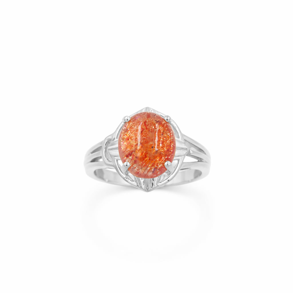Sunstone Oval Cabochon Designer Statement Ring