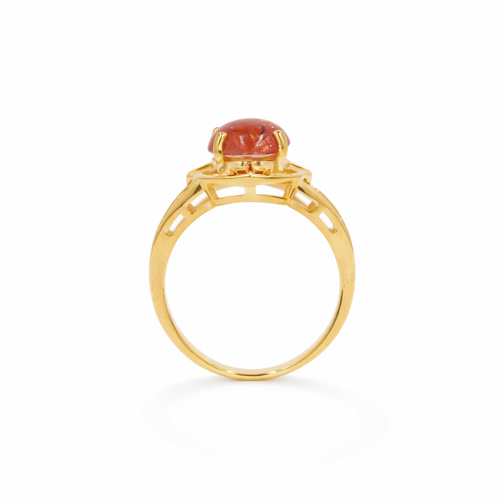 Sunstone Oval Cabochon Designer Statement Ring