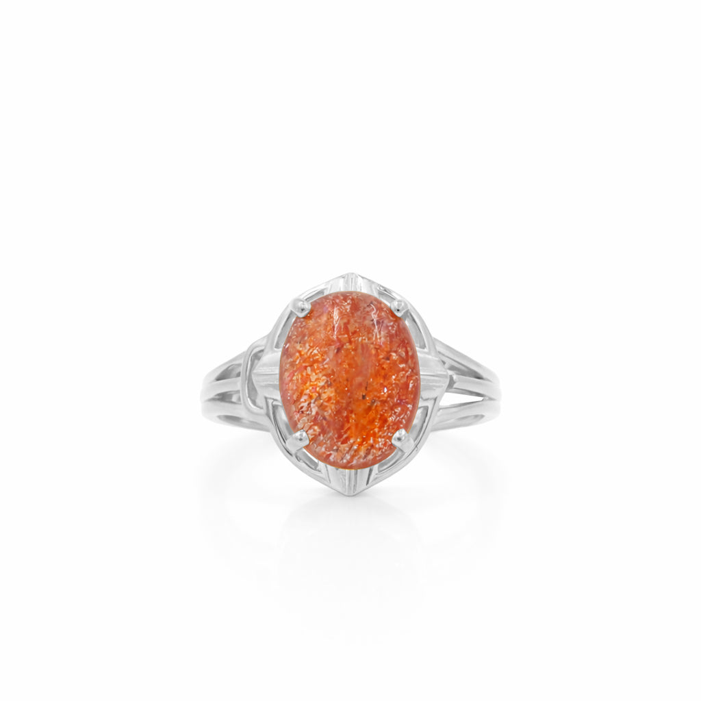 Sunstone Oval Cabochon Designer Statement Ring