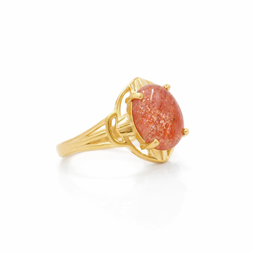 Sunstone Oval Cabochon Designer Statement Ring